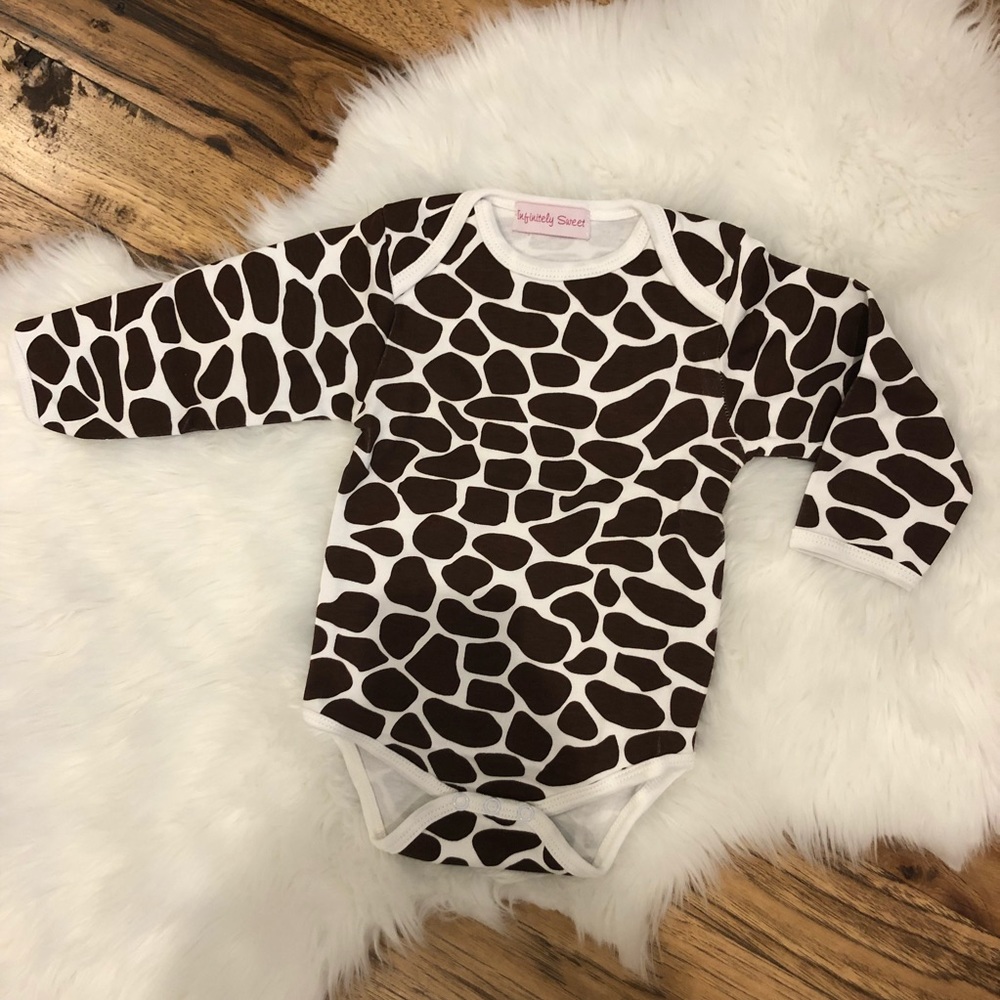 NEW Long Sleeve Giraffe Onesie Brown & White
